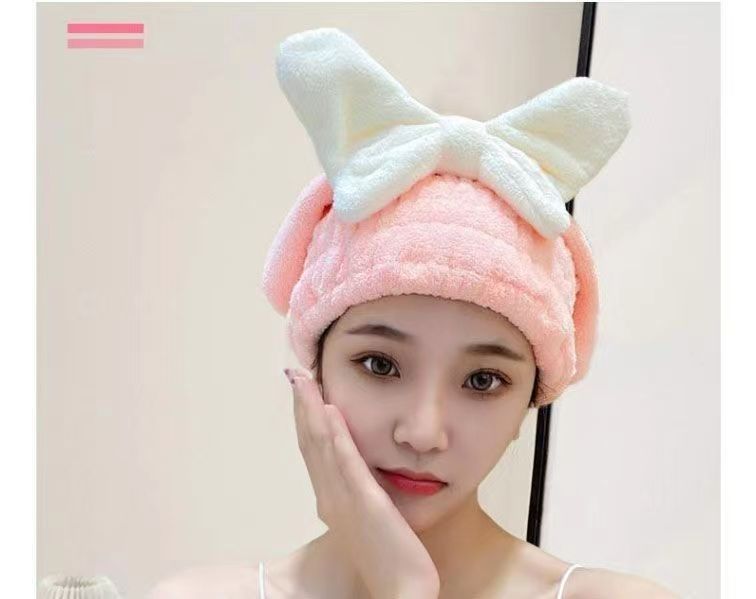 Bow dry hair cap for women, quick drying, strong water absorption, no hair shedding, high appearance level for students, dry hair towel for washing hair, no blow-off shower cap pic 1