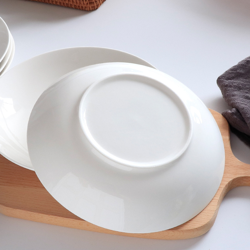 Pure white bone China household plates, vegetable plates, saucers, dinner plates, deep plates, simple tableware, round ceramic, white porcelain plates pic 6