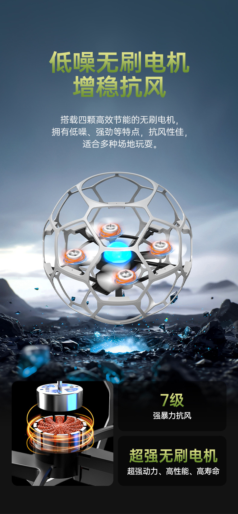 智能悬浮大直径航拍刷飞行球儿童教学专用竞赛足球无人机详情1