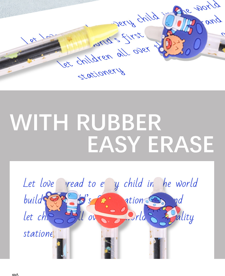 Yalong Cross-border Classic 0.5MM bullet-tipped erasable Gel Pen with Eraser Creative Planet Thermal Erasable Pen pic 2