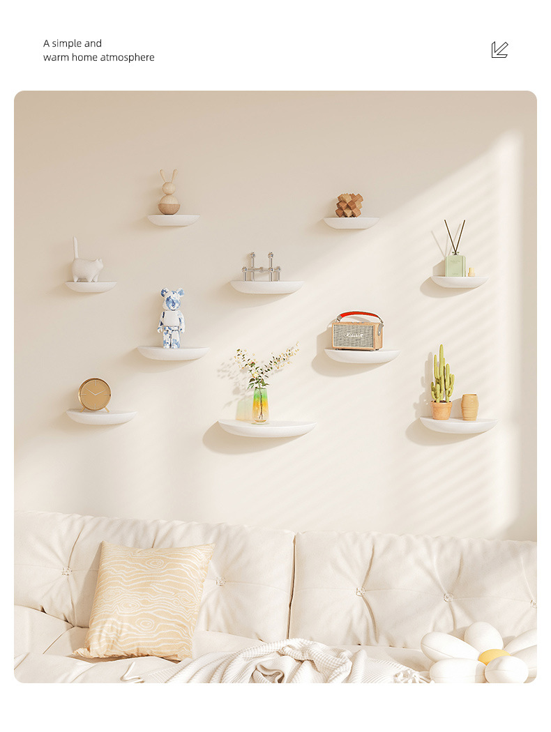 免打孔半圆实木隔板墙上置物架装饰北欧壁挂式客厅电视墙网红家居详情25