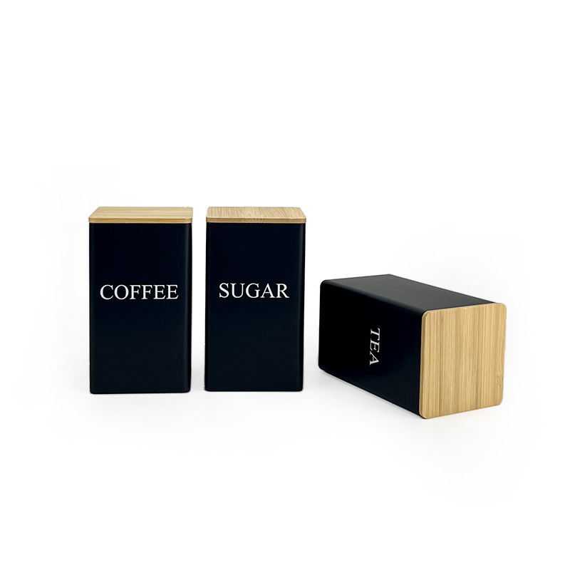 厨房用品竹盖方形铁盒coffeetea咖啡豆罐糖果茶叶包装现货茶叶罐详情6