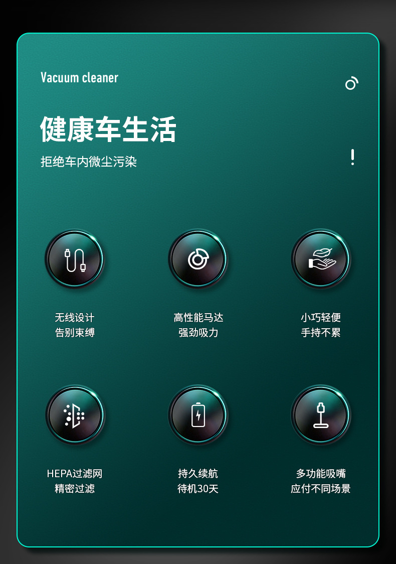 Car vacuum cleaner, car wireless charging, car household handheld, small car interior mini, high power suction pic 3