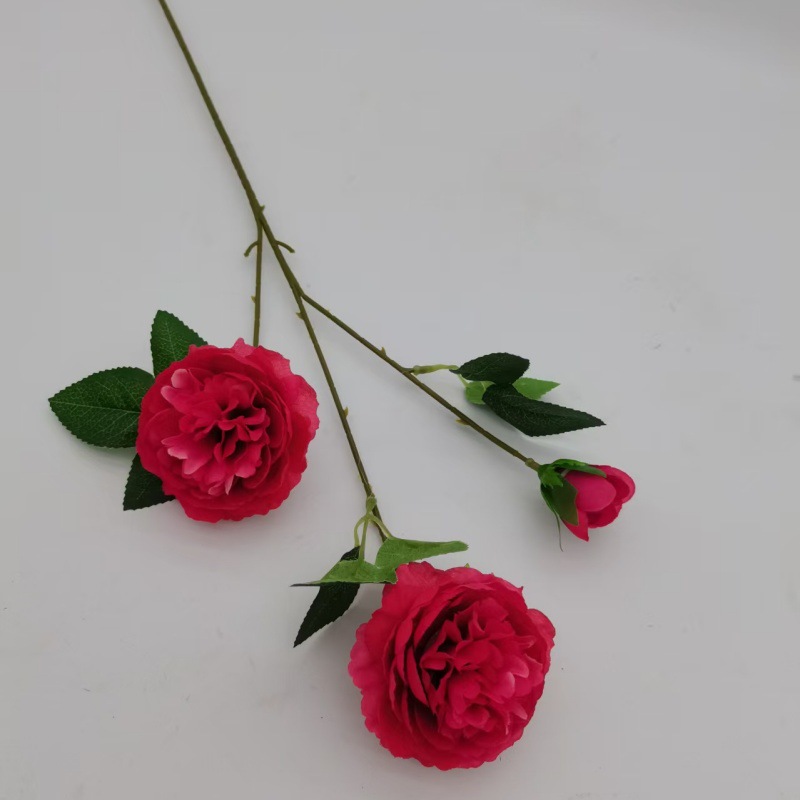 3头洋牡丹玫瑰情人节婚庆婚礼插花装饰商场酒店布置假花外贸批发详情6