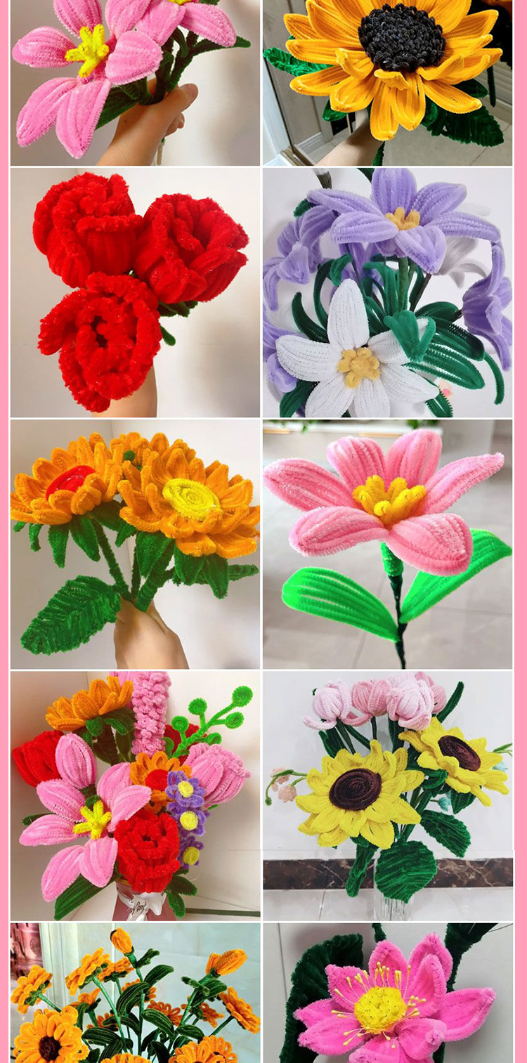 【厂家直销】佰宁扭扭棒加密毛根diy花束材料儿童妞妞棒手工批发详情8