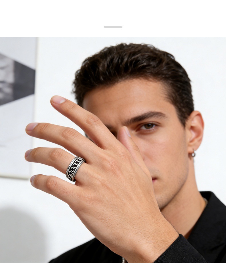 Cross-border Amazon best-selling stainless steel electroplated ring, unisex ring, rotating stress-relieving accessory, ring bracelet pic 2