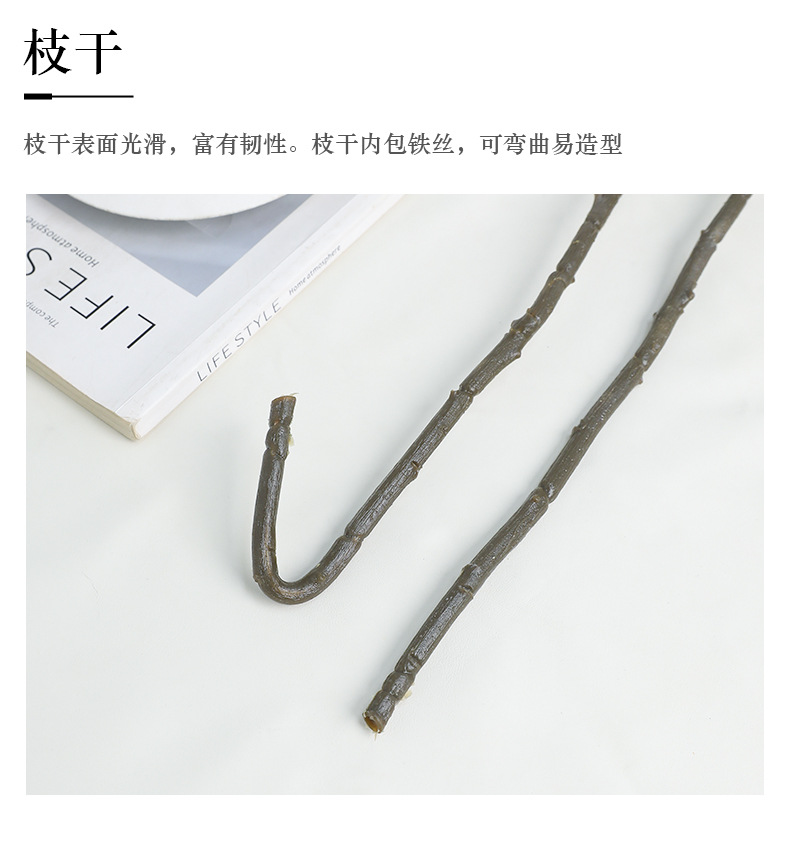 跨境热销仿真单枝樱花桃花装饰花艺摆件玄关卧室人造花盆容器宠物园艺详情26