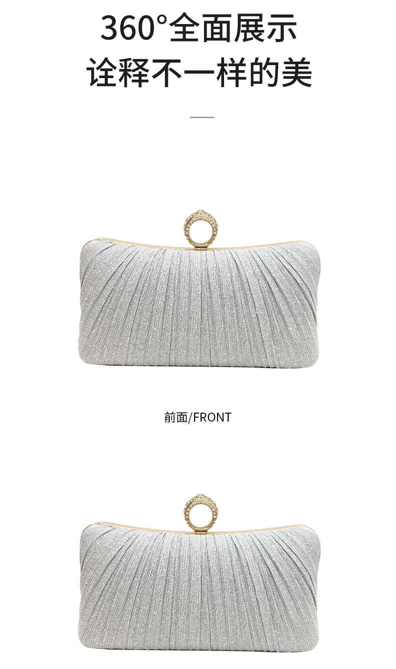 新款晚宴包褶皱手拿包晚装包新中式宴会包女士斜跨百褶礼服旗袍包详情8