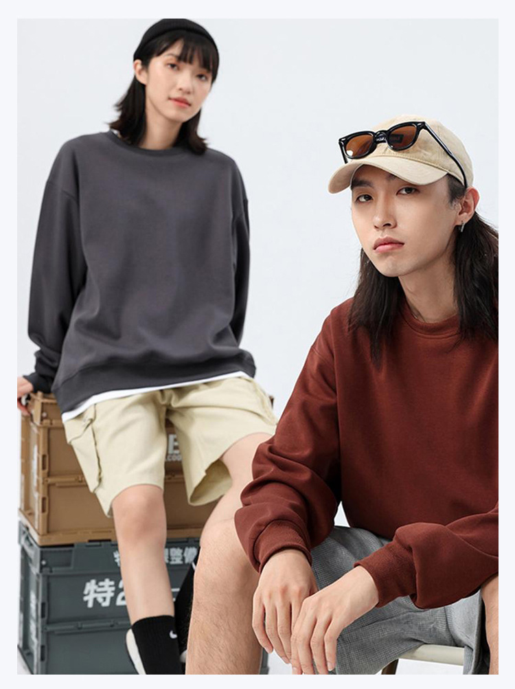 圆领卫衣定制工作服印logo宽松落肩加绒长袖团服班服企业工装刺绣详情21