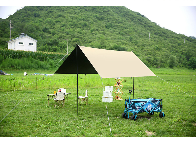 户外露营天幕野餐方形遮阳黑胶加厚防晒涂层野营防雨遮阳棚防暴雨详情18