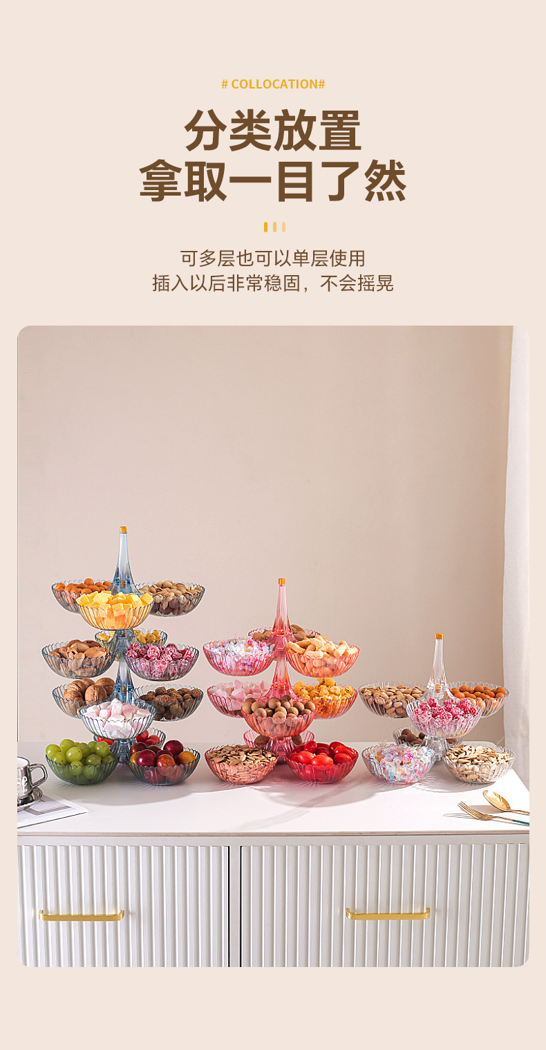 Fruit plate box, melon and fruit plate, popular light luxury home living room coffee table, dried fruits, snacks, melon seeds, candies, gift display, plastic box pic 6