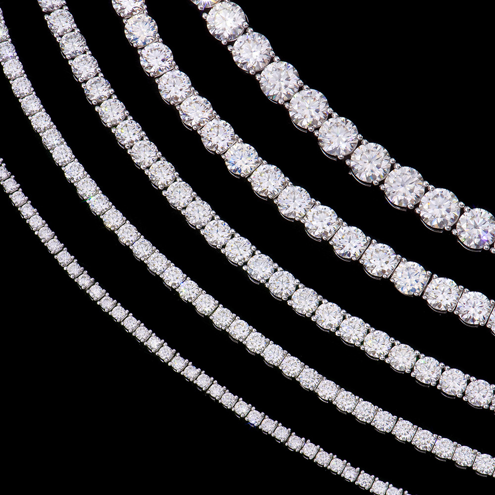 欧美风男士纯银手链2到6毫米跨境饰品S925莫桑石首饰痞帅送男友详情7