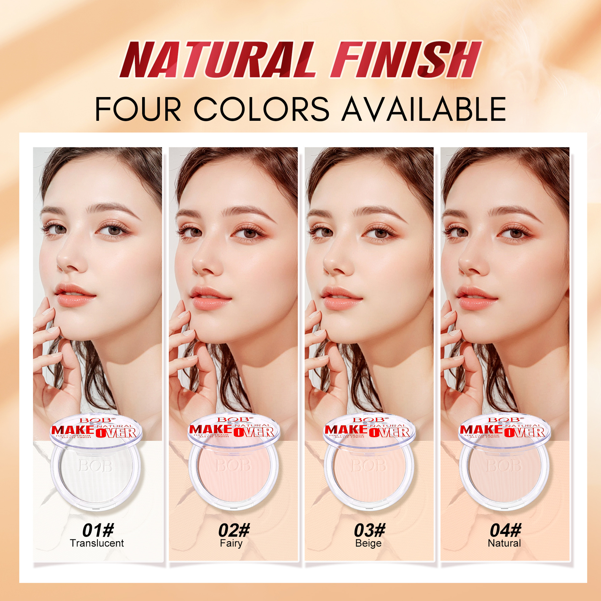 Cross-border bob waterproof naturally adherent setting powder compact pic 2
