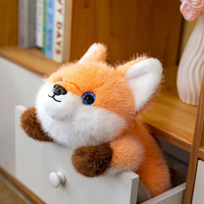 爆款可爱趴姿狐狸仿真动物跨境内带颗粒毛绒玩具公仔礼物玩偶批发详情19