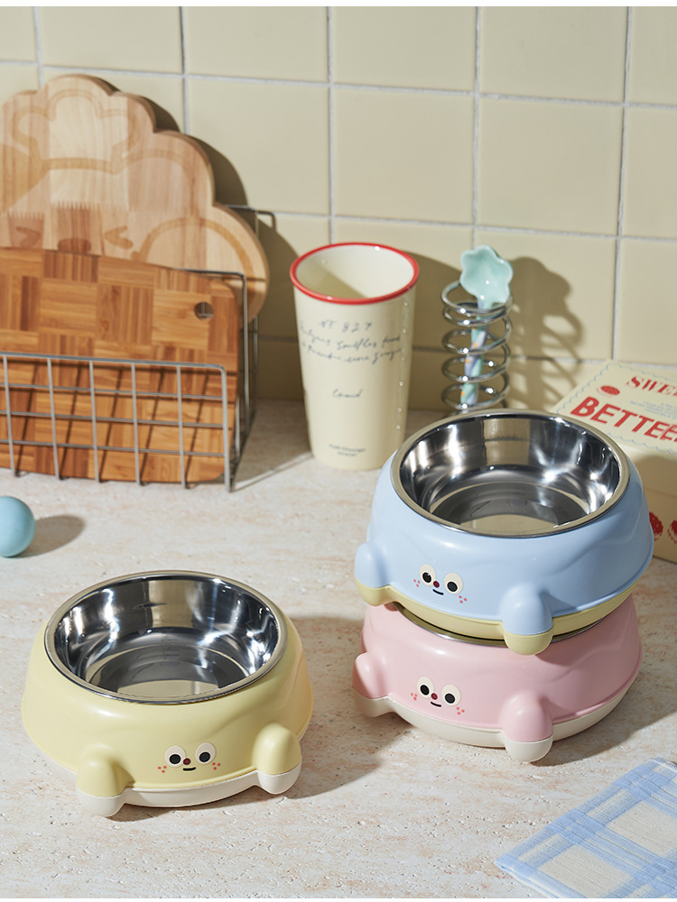 Factory pet bowl, stainless steel cat slanted neck guard drinking bowl, high-legged single bowl cat bowl, anti-slip and anti-tipping tableware pic 9