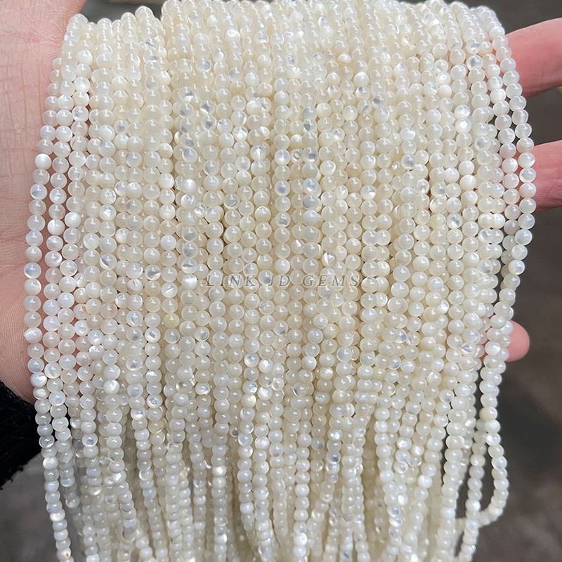 Jingde Jewelry offers natural white butterfly shell round beads, small beads, and white pearl shell loose beads for diy jewelry accessories wholesale pic 44