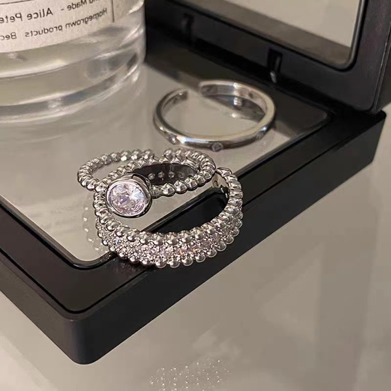 素圈锆石金属开口戒指套装女小众设计感食指戒简约冷淡风指环详情9