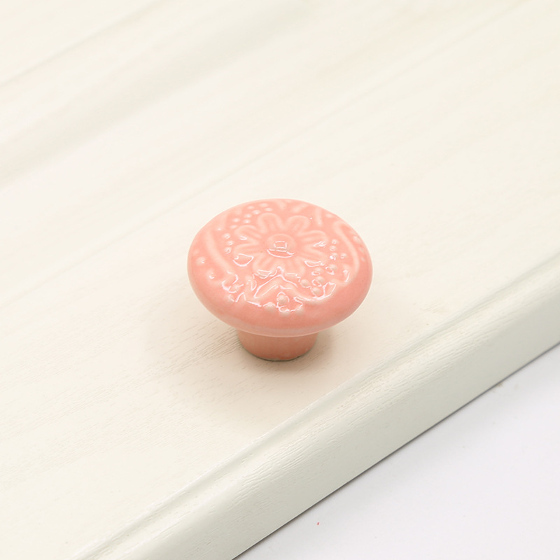 跨境免打孔橱柜衣柜门拉手单孔圆彩色陶瓷拉手瓶子盖手柄把手批发详情17