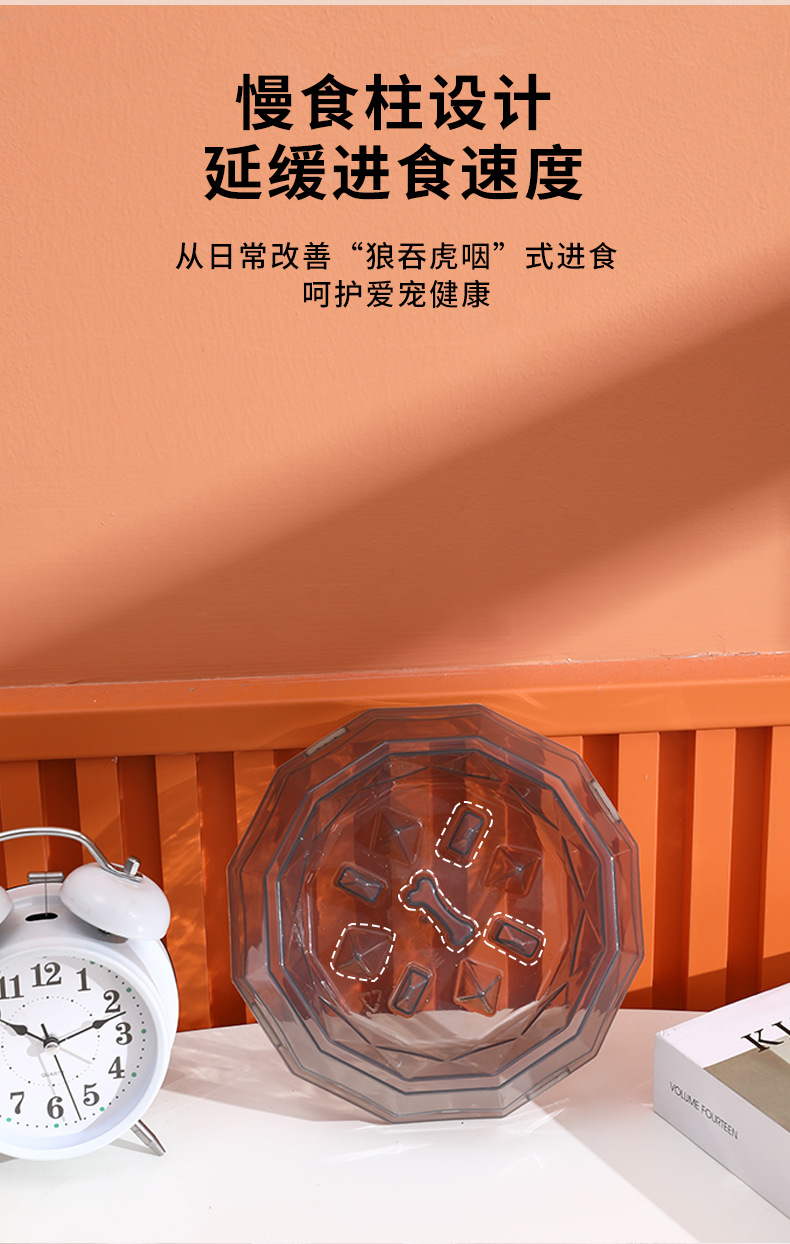 Rongka Pet Cross-border Pet Cat and Dog anti-choking and anti-vomiting slow Food Bowl, multi-color small and medium-sized dog feeder, Diamond bowl pic 4