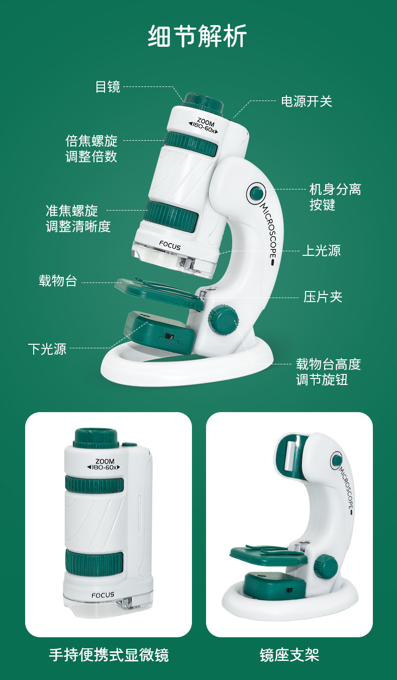 便携式儿童显微镜玩具小学生科学实验玩具套装机构流行套餐批发详情13