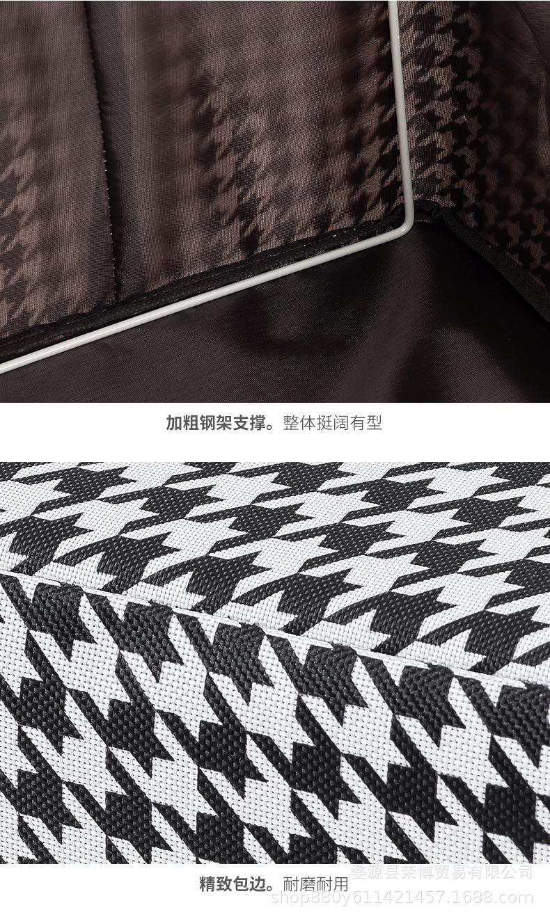 Oxford fabric thousand-bird grid steel frame style clothing and trousers storage box drawer type multi-functional dormitory wardrobe for organizing clothes pic 10