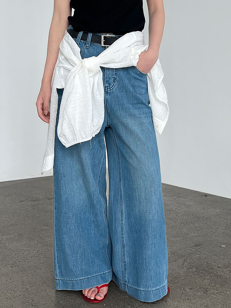 Luxi American 9-inch slightly flared jeans for women, 2025 Summer New style casual loose wide-leg pants with a drape, 68326 pic 25