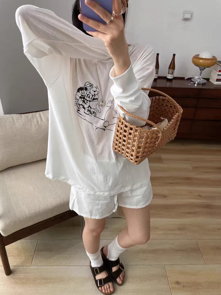 In stock 2025 summer new style, Dongdaemun, South Korea, round-neck super cute cartoon print sun protection long-sleeved T-shirt top for women pic 27