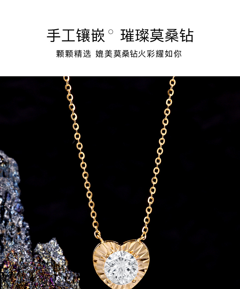 卓恒甄选文艺复古气质锁骨链S925银镶1克拉圆形莫桑钻源头厂家锁骨链轻奢详情9