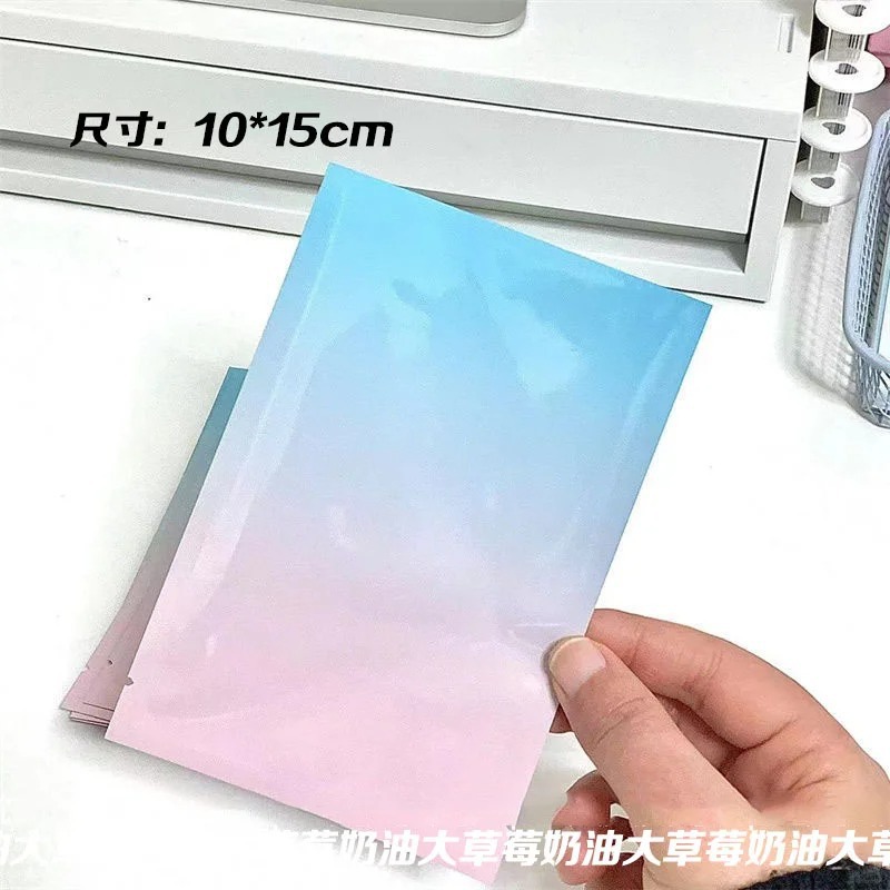 ins blue and pink gradient flat pocket gift bag, small card holder, planner, card release, packing, DIY surprise blind bag, heat-sealed bag pic 7