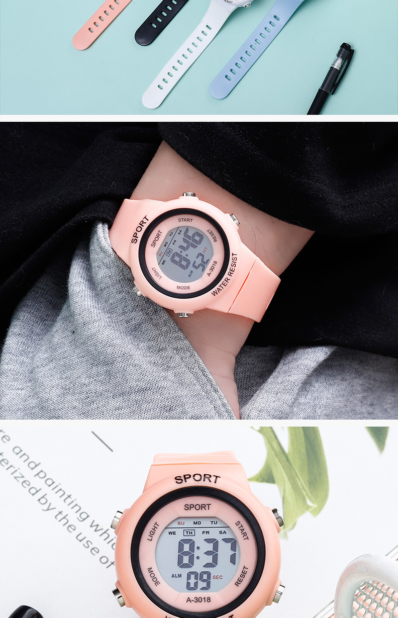 电子手表ins风男女学生党高颜值防水运动夜光数显小清新Watch配饰详情7