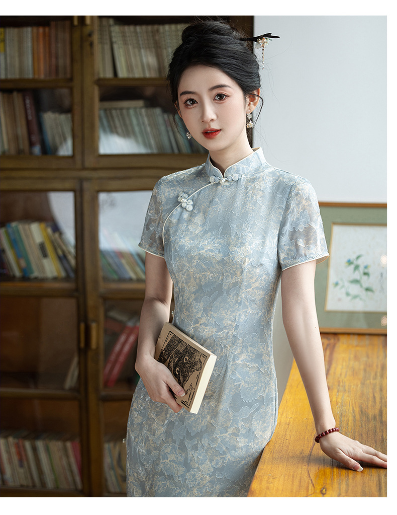 年轻款显瘦韩国纱日常新中式立领旗袍2025新款女复古短袖旗袍夏季详情14