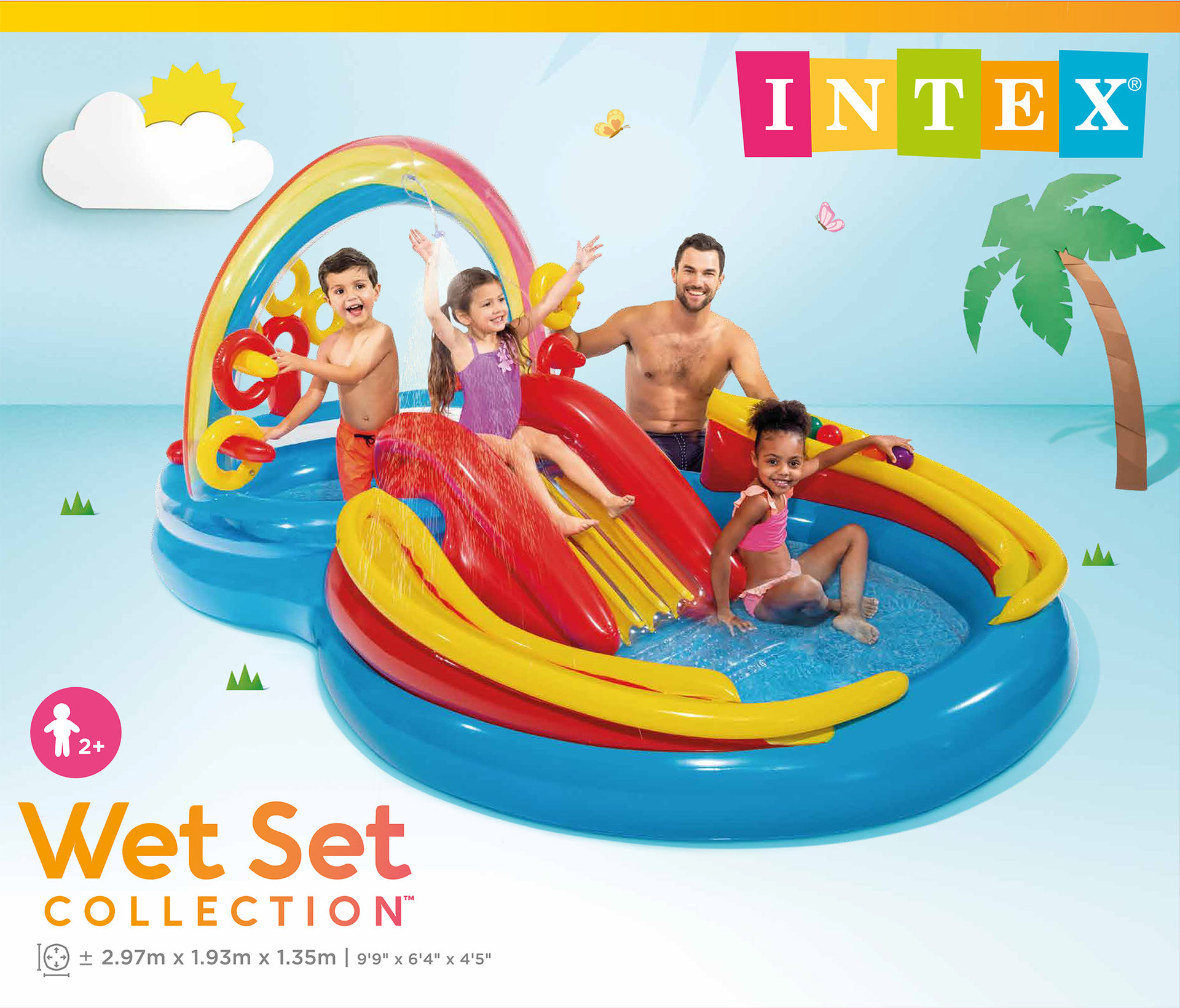 INTEX57453 八字形彩虹滑梯公园水池 滑梯喷水儿童水池夏日游泳池详情2
