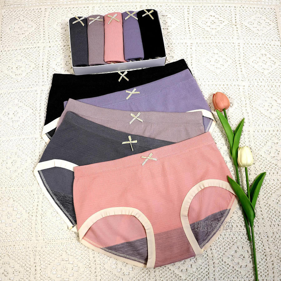 外贸无缝无痕女士内裤少女式中腰透气蝴蝶结性感舒适女生内裤批发详情8