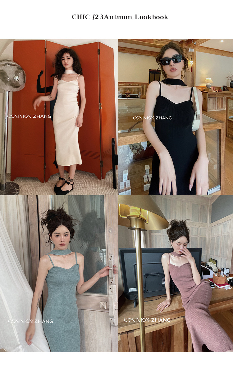 Thirteen Factories Clearance Sale [Special Offer Non-refundable and non-exchangeable] Sweet and Spicy Style Figure-Hugging Knitted Halter Dress for Women 91011 pic 2