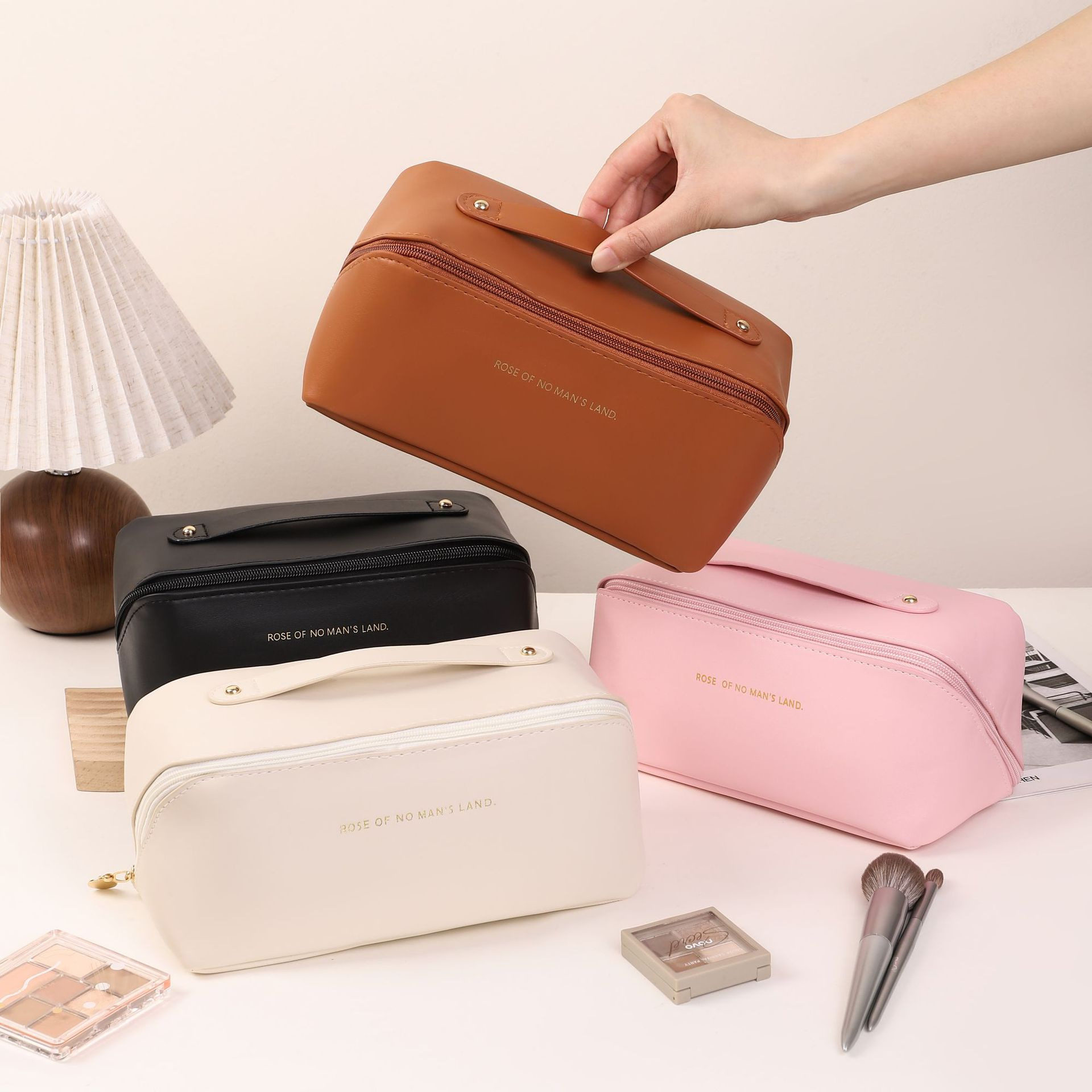 PU leather cloud makeup bag, pillow, large-capacity dedicated portable makeup case, travel toiletries bag, cosmetics storage bag pic 3