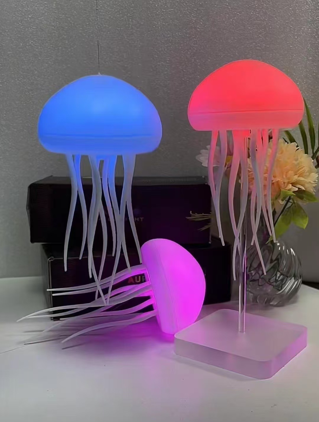 New creative intelligent voice-controlled jellyfish lamp, floating colorful atmosphere lamp, hanging lamp, bedroom bedside decoration, night light pic 16