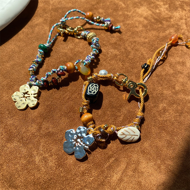 欧美春夏度假缤纷海岛扶桑花朵吊坠项链小众设计感编绳设计手链详情7