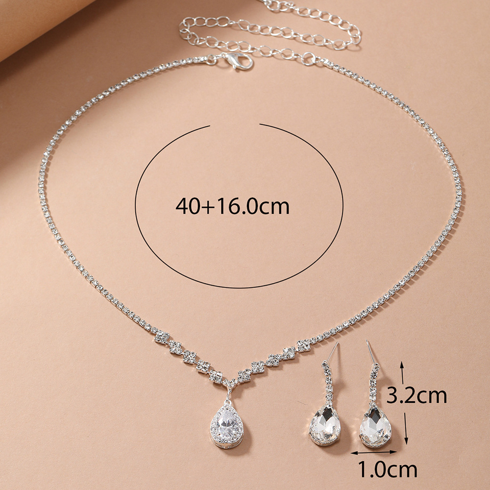 Nuevo producto explosiva novia europa y Estados Unidos cross-border jewelry wholesale/brilliant strass zircon angel tears drop collar ears pic 13
