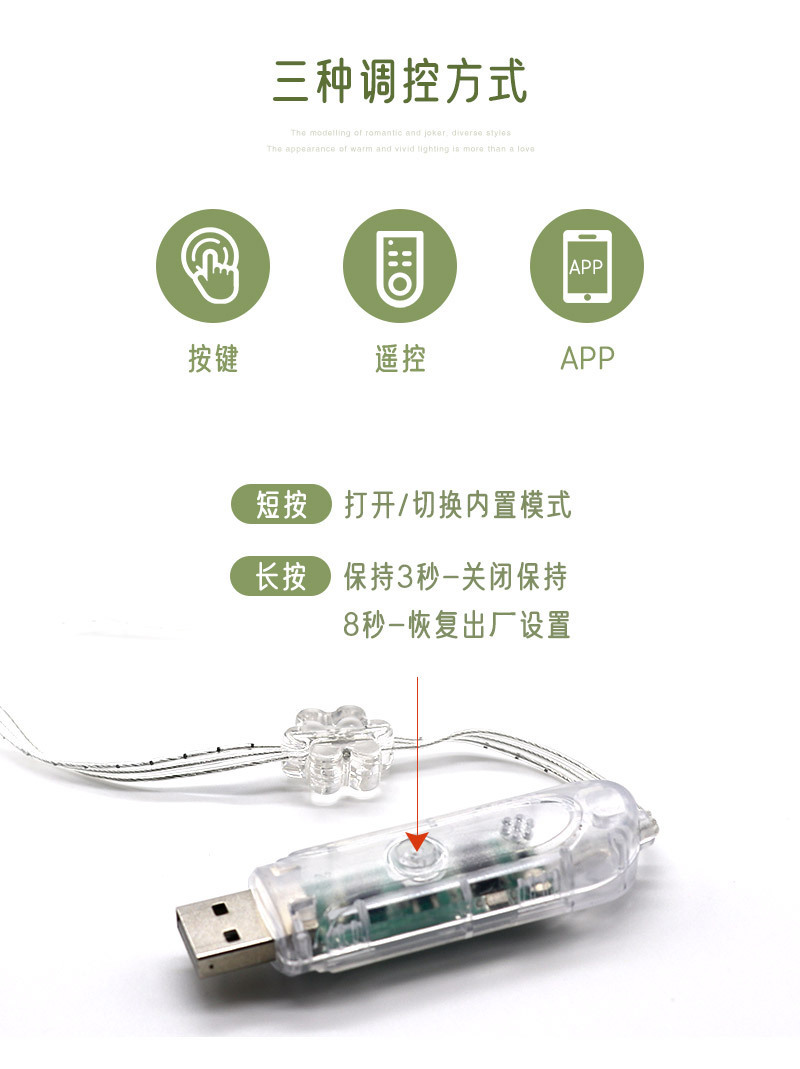 跨境app蓝牙智能圆珠5V奶白爱心彩灯串店铺装饰灯球串幻彩皮线灯详情8