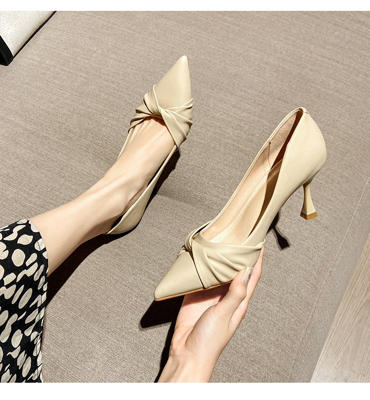 高跟鞋女2025春秋新款浅口尖头职业鞋软皮细跟时尚百搭中跟单鞋女详情17