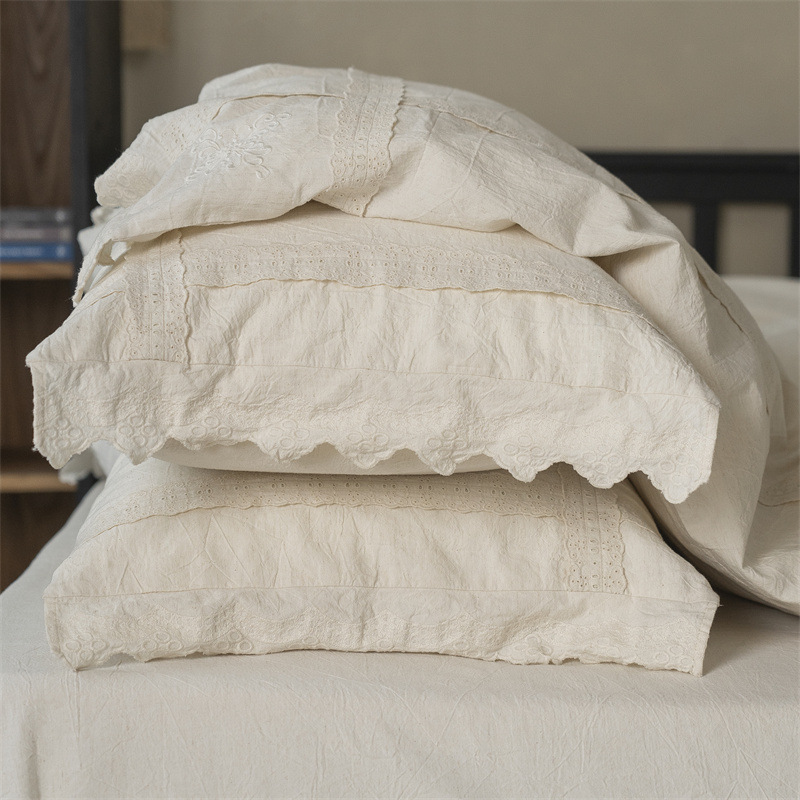 Fontainebleau - Light French Retro A-class Linen All-Cotton Four-piece Set for Homestay Heavy Industry Lace Cotton and Linen Bedding pic 11