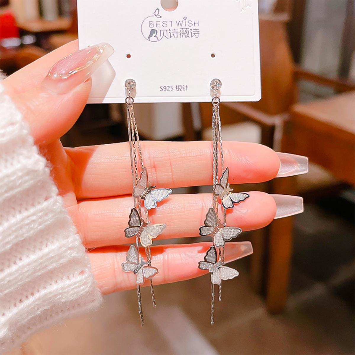 【流苏】精致超仙气质显脸瘦长款锆石耳环 银针韩版高级感耳钉饰详情28