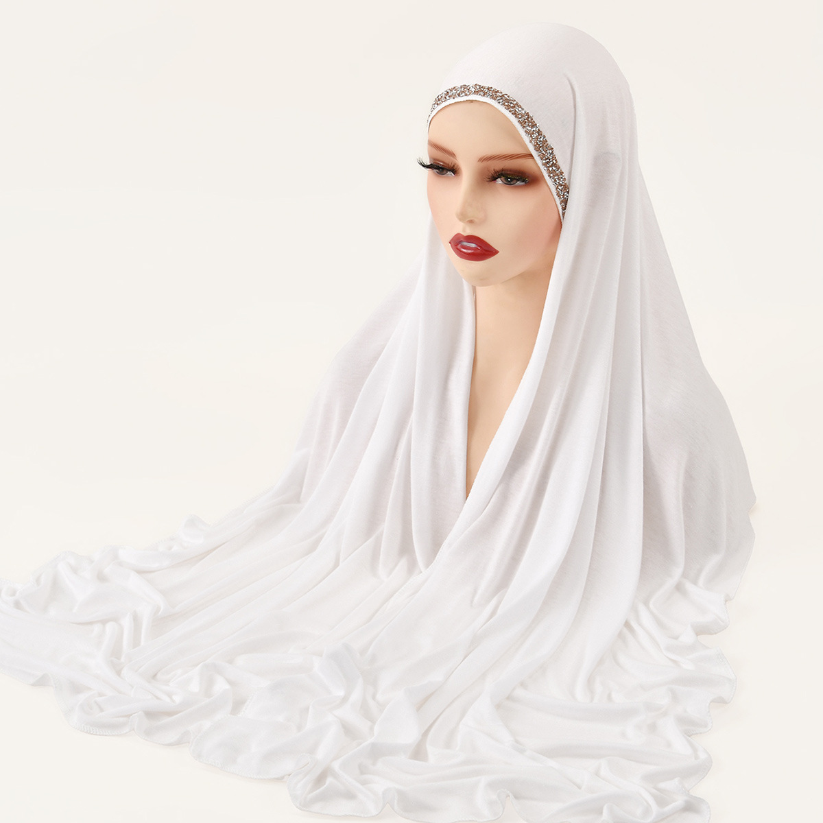 A new best-selling solid-color embossed diamond and lustrous cotton headscarf for foreign trade, a soft, fashionable and trendy headscarf for women with ethnic style pic 4