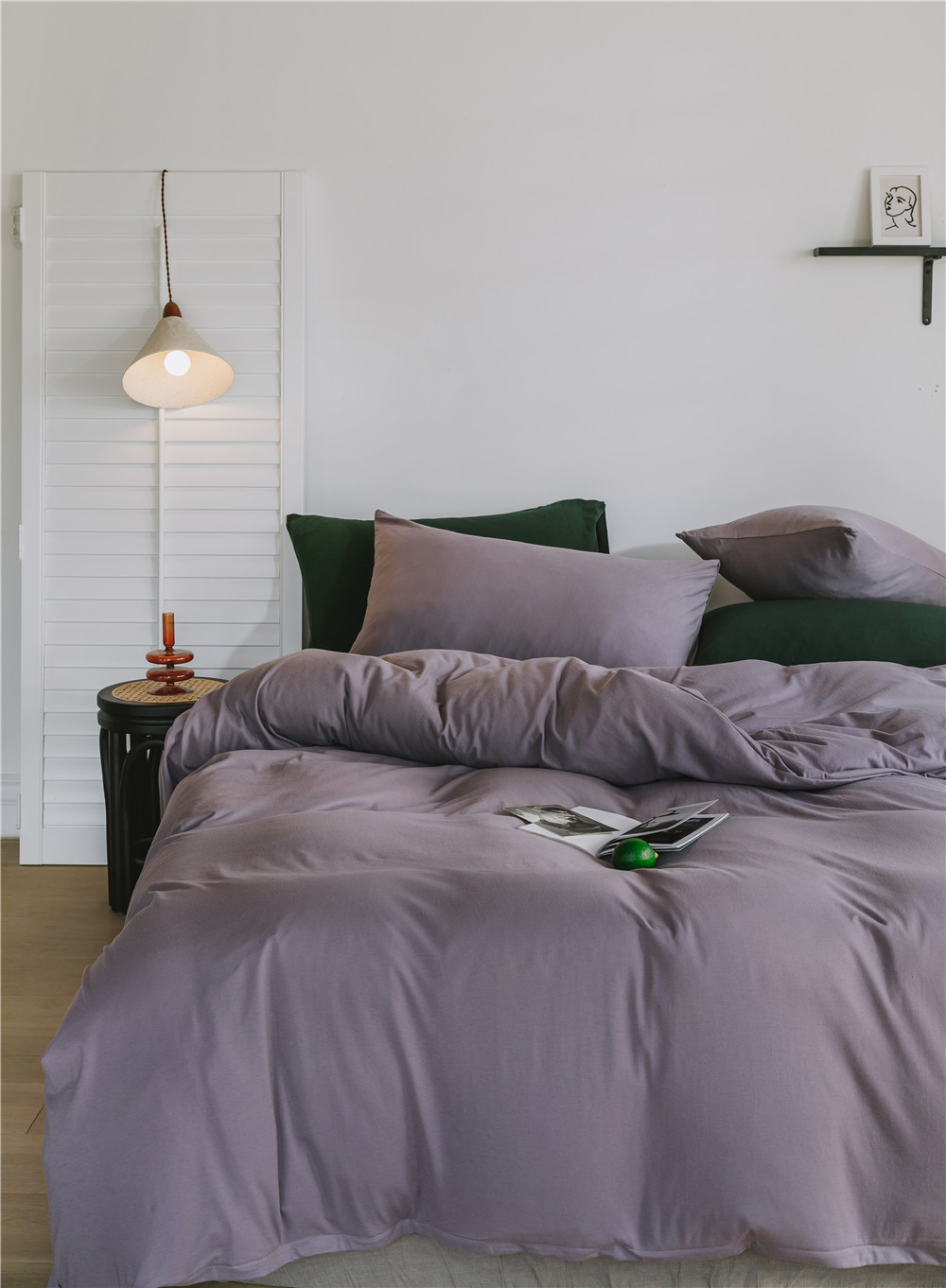 ins Japanese-style solid color all-cotton knitted cotton four-piece set, skin-friendly nude sleeping plain double-layer Indian cotton bed sheet pic 84