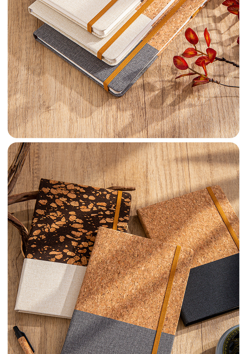 Simple and eco-friendly cork notebook cross-border A5 creative notebook customization office meeting business splicing notebook set pic 18
