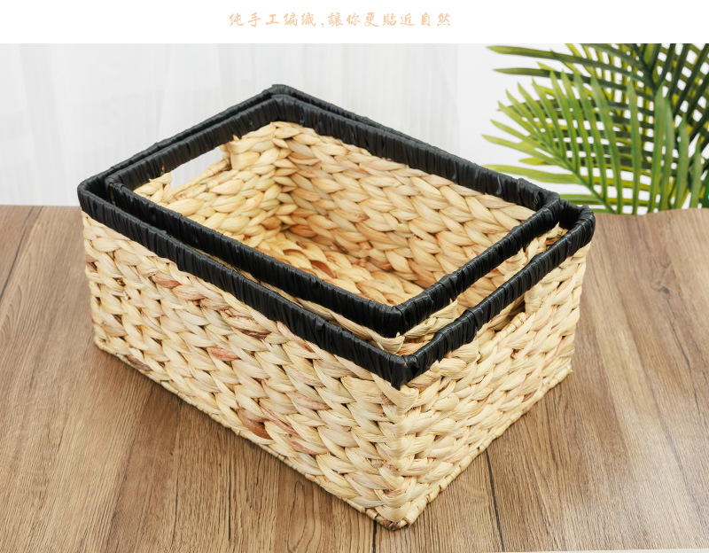 新款热销跨镜置物筐水葫芦草手工编织收纳篮草编篮子杂物收纳筐子详情18