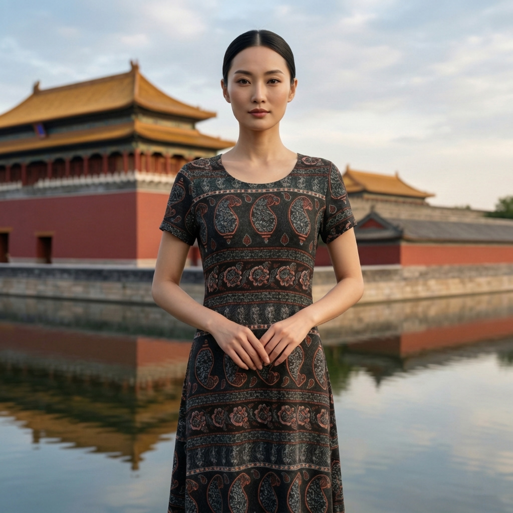 26新款女长裙连衣裙修身长裙奥代棉印花裙淑女裙民族风印花裙爆款详情5