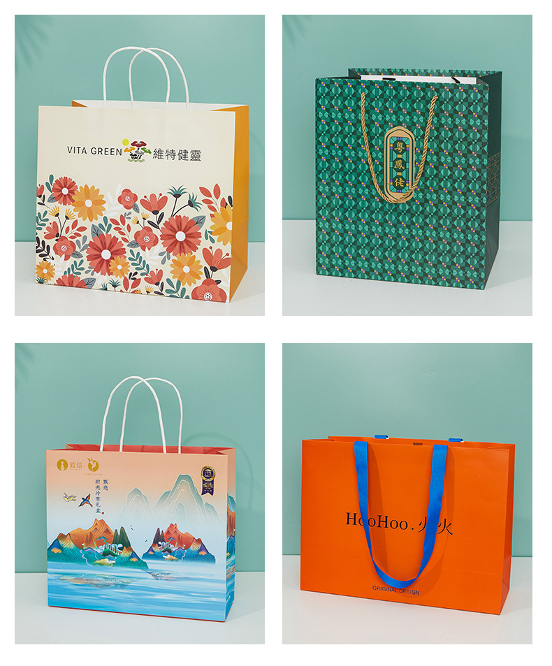Customized white card paper and kraft paper handbags, takeout gift packaging paper bags, milk tea baking clothing bags wholesale pic 16