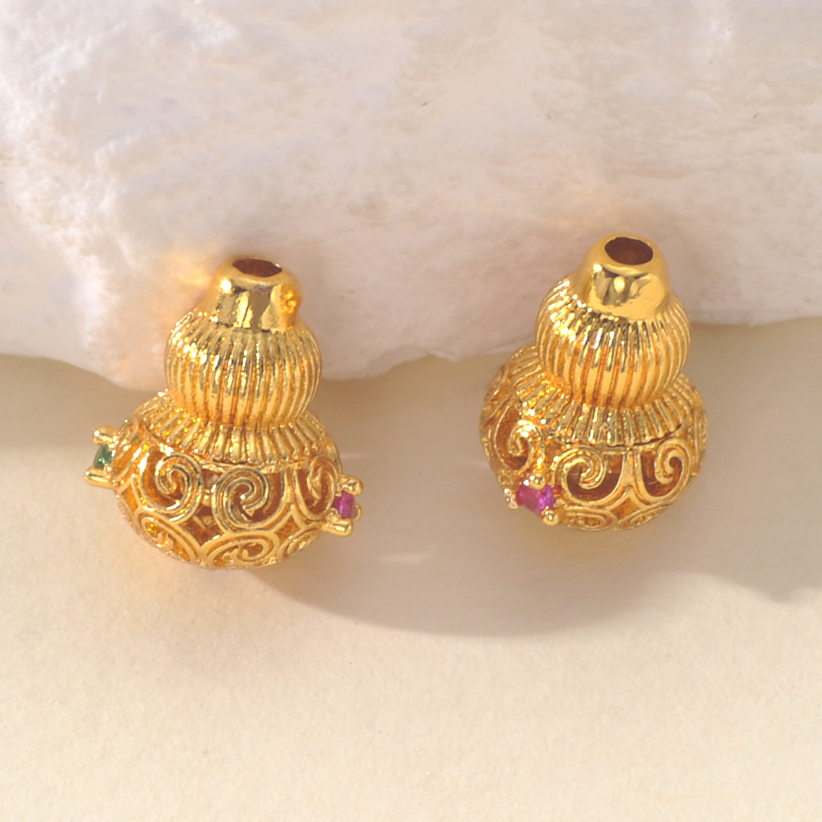 Chinese-style high-color-retention diamond-encrusted auspicious cloud hollowed-out gourd bead necklace bracelet jewelry diy handcrafted accessories pic 10