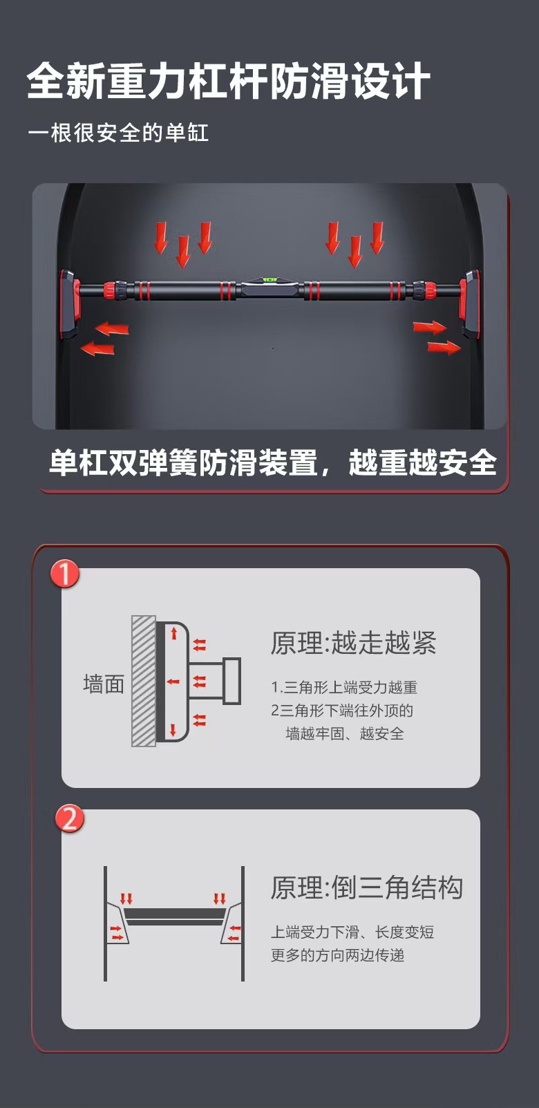 门上单杠家用室内免打孔墙体单杆家庭健身器材儿童成人引体向上器详情8